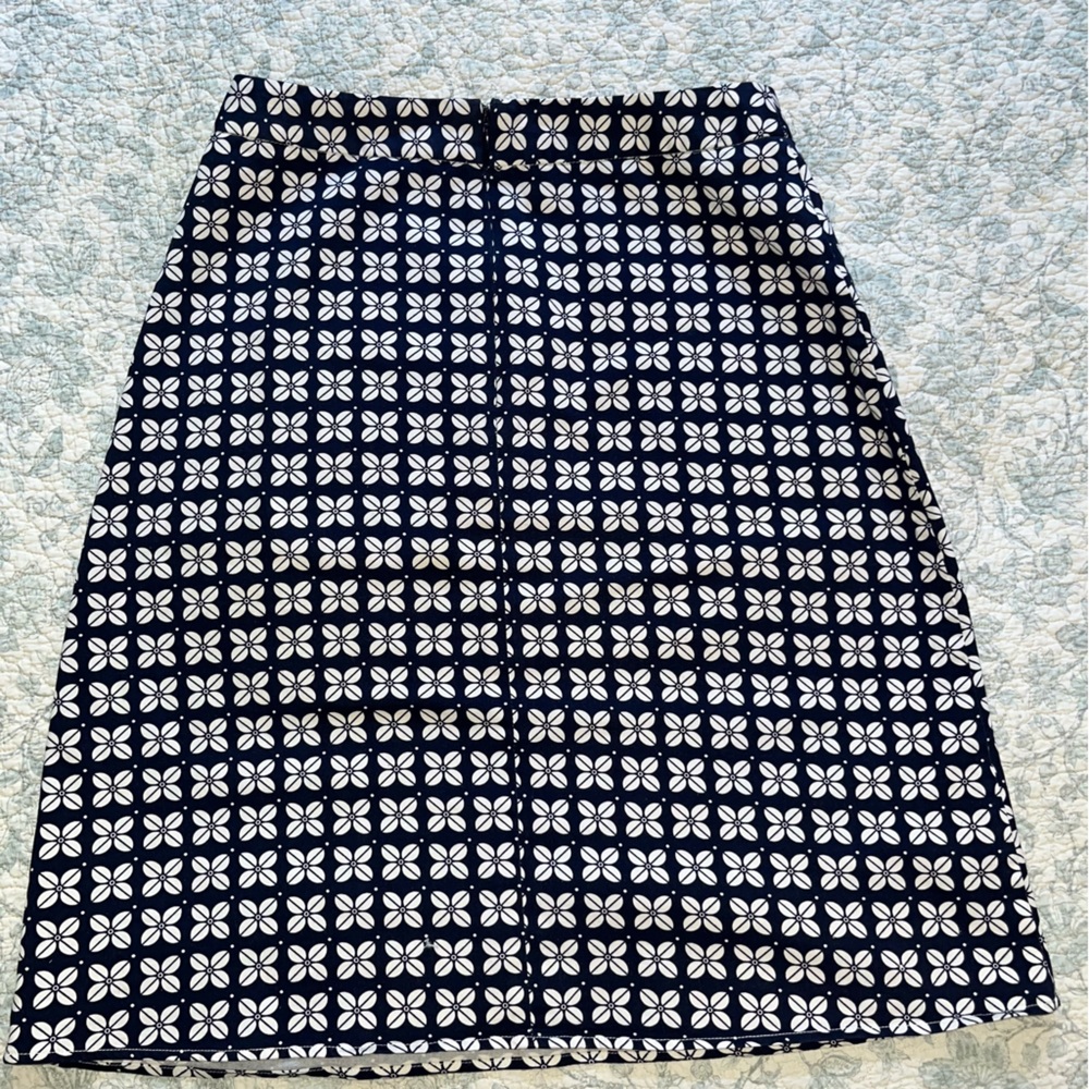 DownEast Blue and White A-Line Skirt Knee-Length (1-140) - Picture 7 of 13